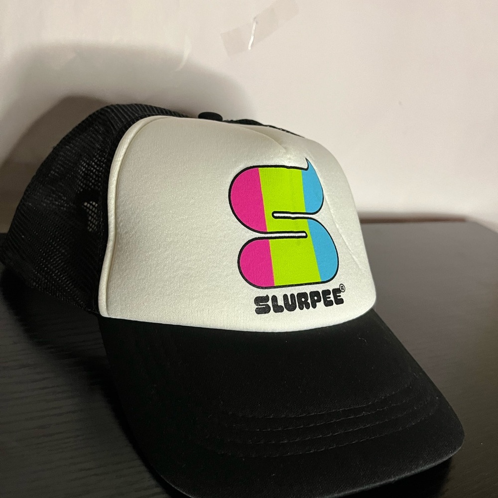 Slurpee Logo Trucker Hat - White Front with Neon Accent